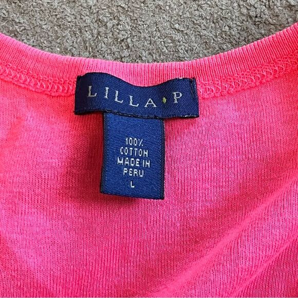 Lilla P Pink Cotton V Neck Tank Top Size Large - Picture 6 of 7